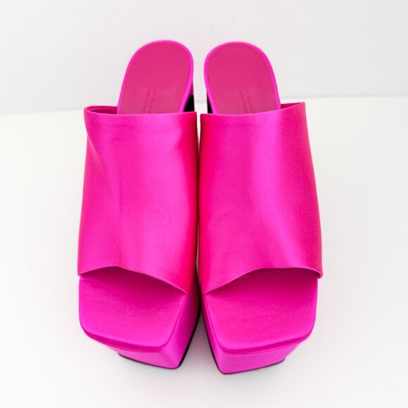 Brandon Blackwood Harlo Mule Platform Sandal Satin Hot Pink - Picture 5 of 16